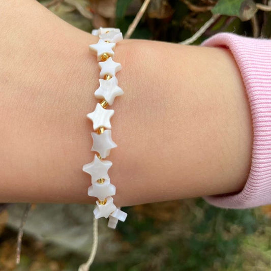 Honestly Frank - white and gold star  friendship bracelet