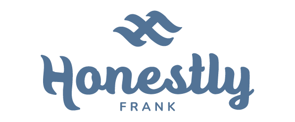 Blue 'Honestly Frank' logo on a white background